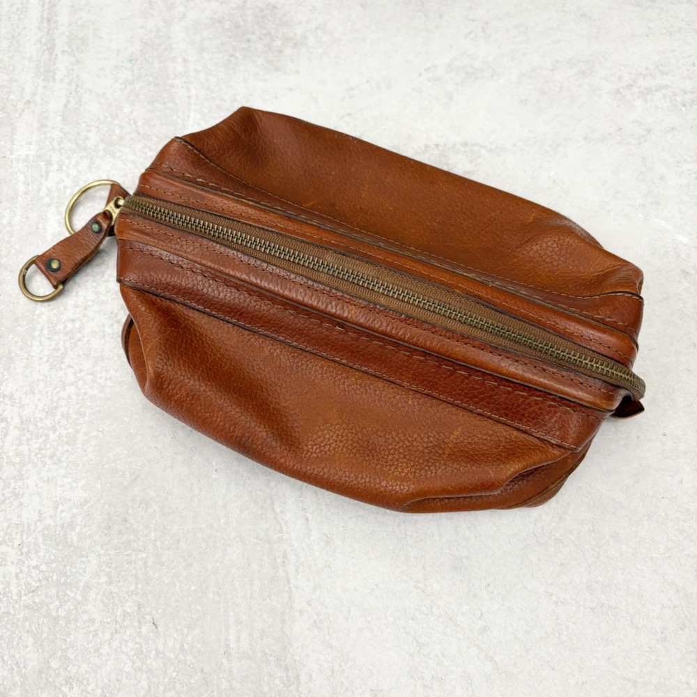 Bosca ||‎ Vintage Leather Shave Kit Dopp Kit Toiletry Travel Brown